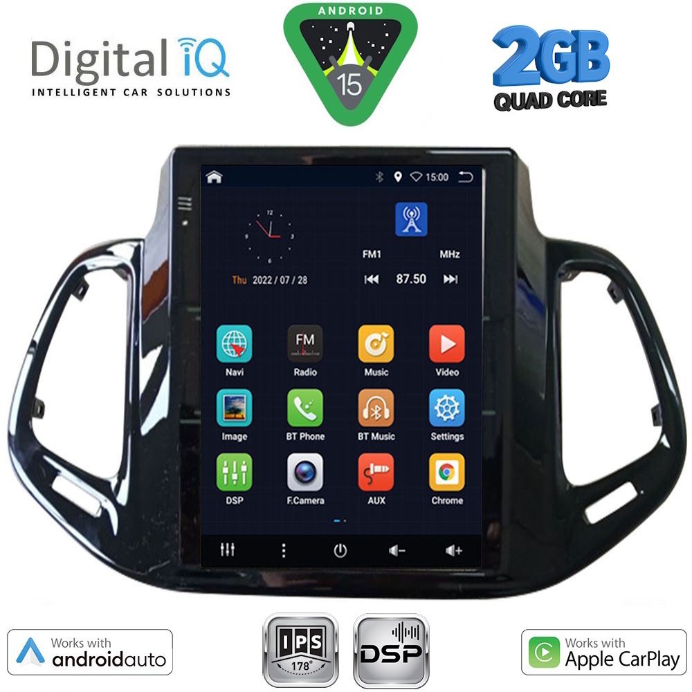 Βλησαρούλης Car Center - DIGITAL IQ BXC 3878_CPAA TESLA STYLE for JEEP COMPASS mod. 2017-2020