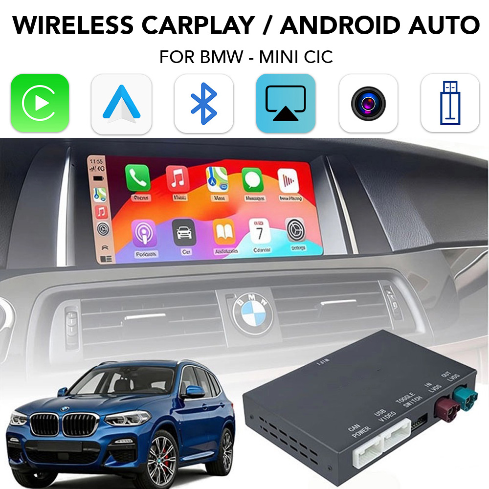 Βλησαρούλης Car Center - DIGITAL IQ BM 006W CPAA (WIRELESS CARPLAY / ANDROID AUTO BOX for BMW - MINI (CIC system) with 2 cameras FRONT - REAR)