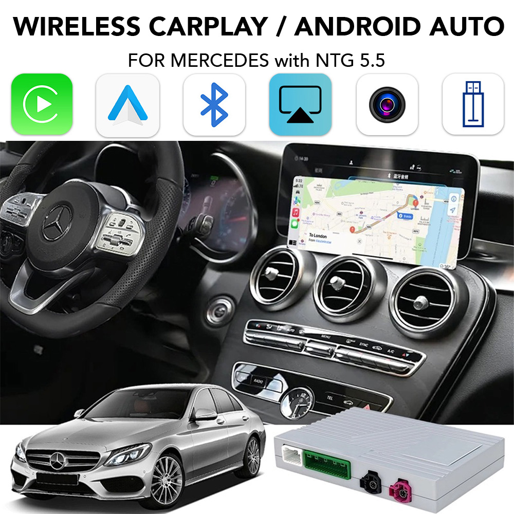 Βλησαρούλης Car Center - DIGITAL IQ BZ 504F CPAA (WIRELESS CARPLAY / ANDROID AUTO BOX for MERCEDES mod. 2017-2021 with NTG 5.5 with 10.25" screen - with 2 CAMERAS)