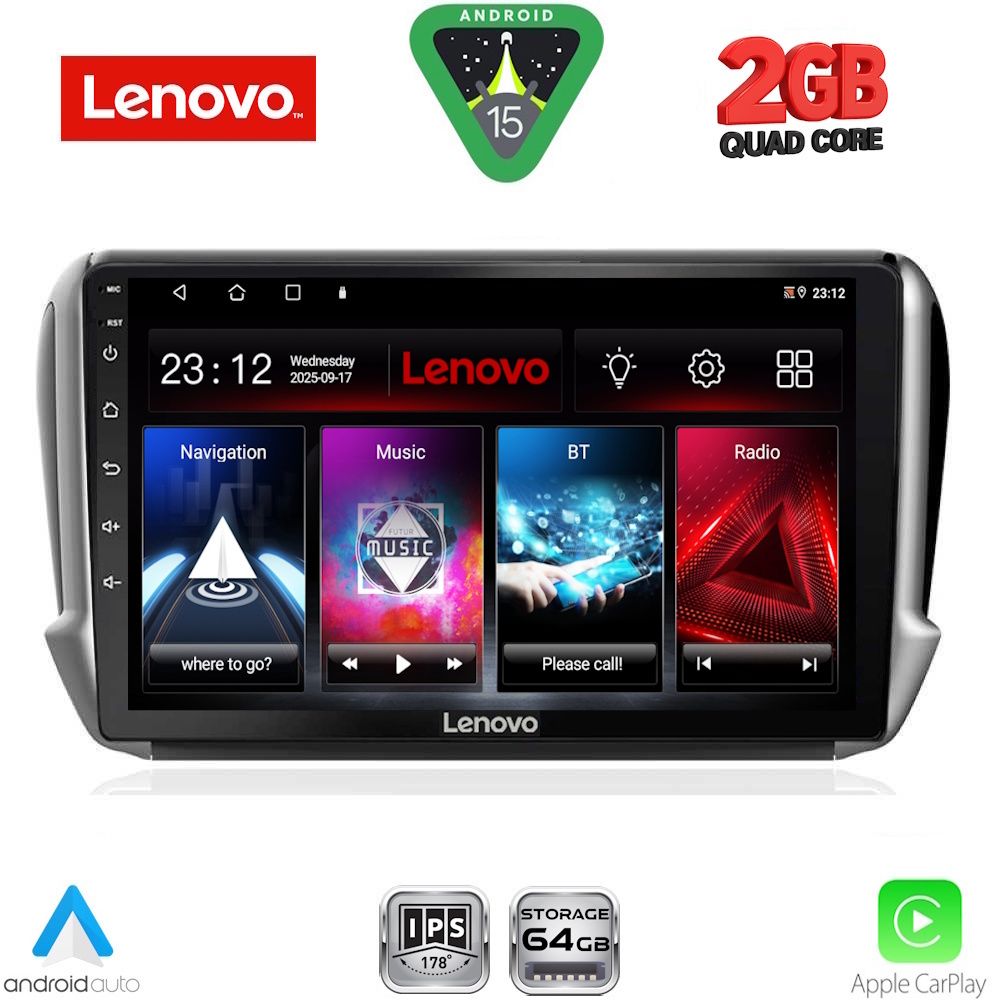 Βλησαρούλης Car Center - LENOVO LVD 2508_CPA (10inc) MULTIMEDIA TABLET for PEUGEOT 208-2008 mod. 2012-2021