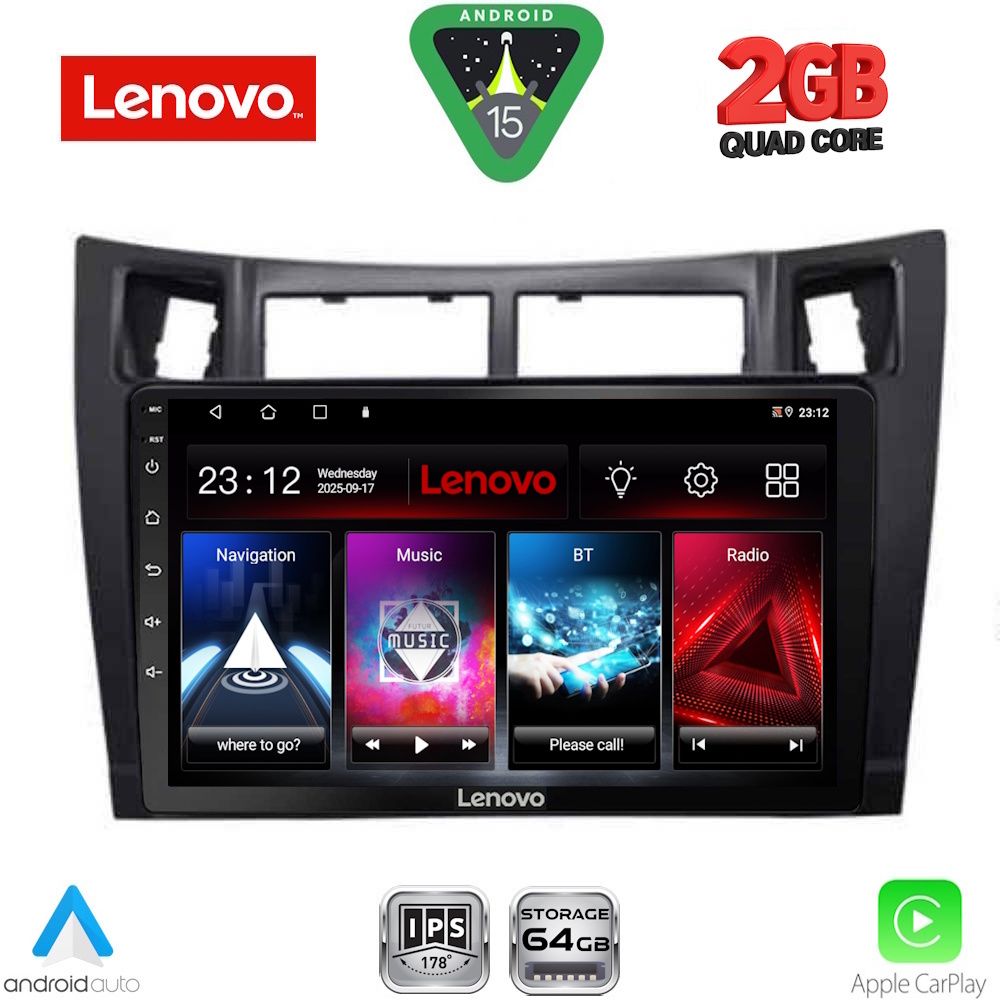 Βλησαρούλης Car Center - LENOVO LVD 2736BL_CPA (9inc) MULTIMEDIA TABLET for TOYOTA YARIS mod. 2006-2011 (BLACK)