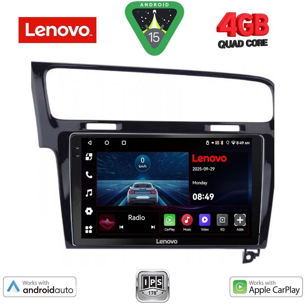 Βλησαρούλης Car Center - LENOVO LVE 8747BL_CPAA (10inc) MULTIMEDIA TABLET for VW GOLF 7 mod. 2013-2020