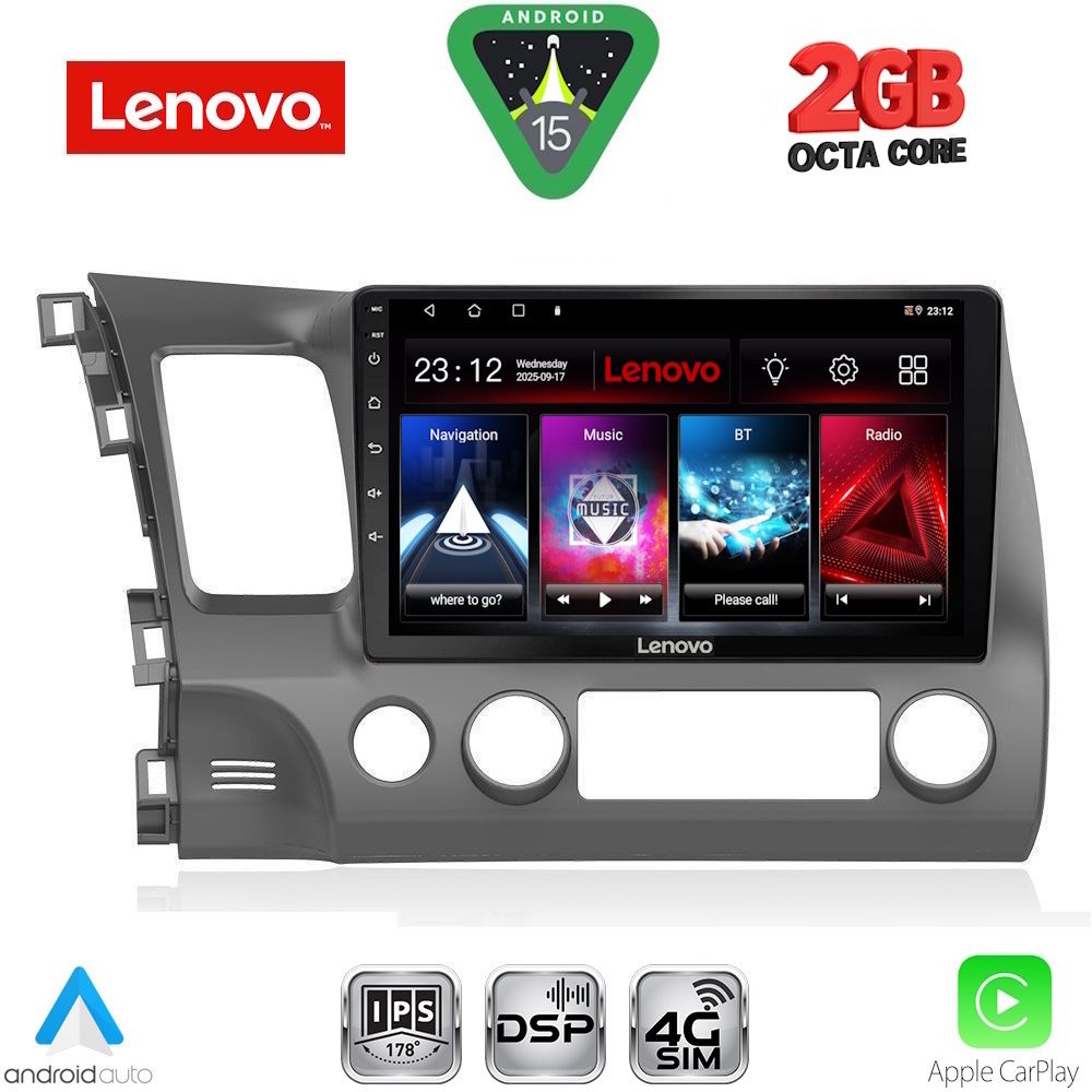 Βλησαρούλης Car Center - LENOVO LVF 5188_CPA (10inc) MULTIMEDIA TABLET for HONDA CIVIC 4D mod. 2006-2012