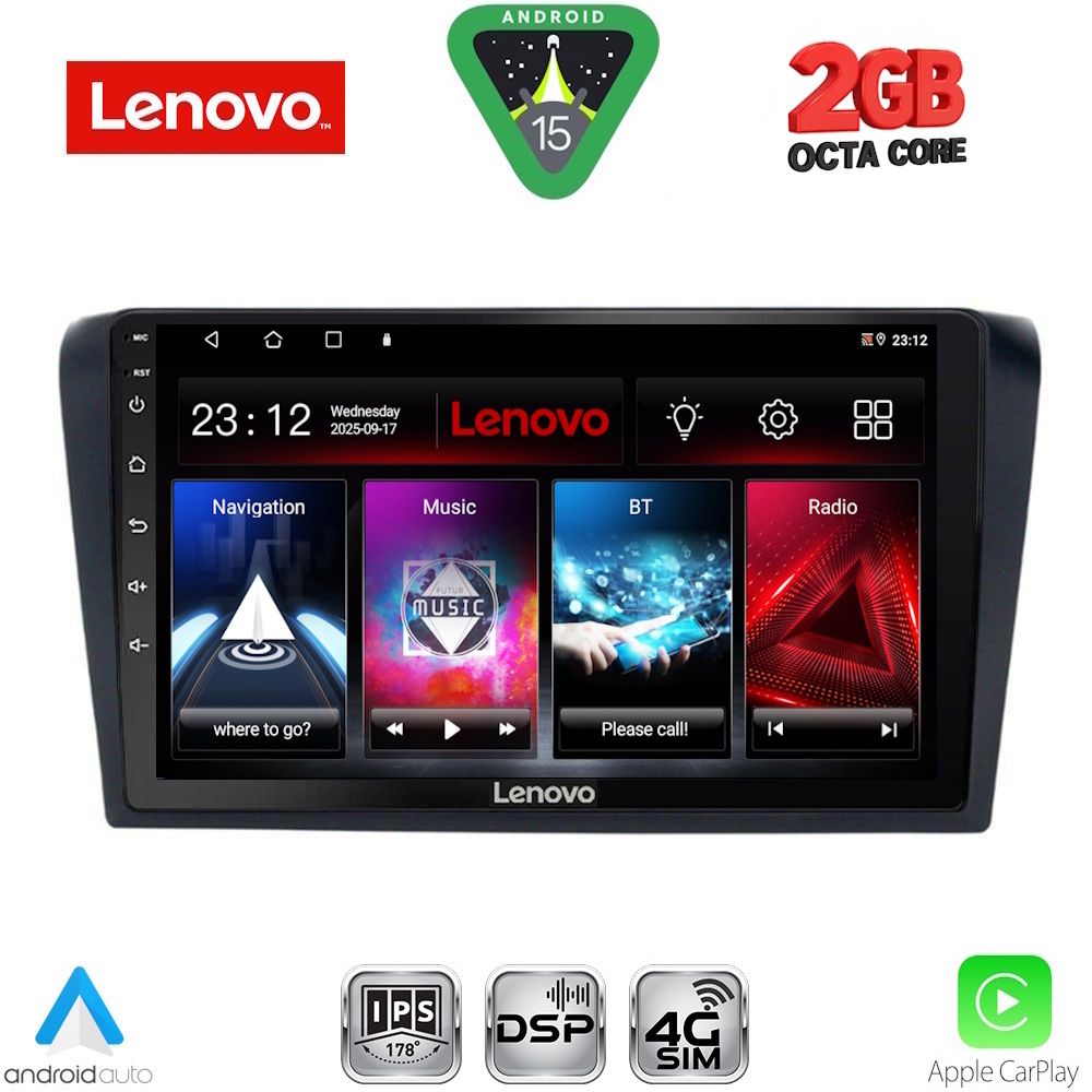 Βλησαρούλης Car Center - LENOVO LVF 5365_CPA (9inc) MULTIMEDIA TABLET for MAZDA 3 mod. 2003-2008
