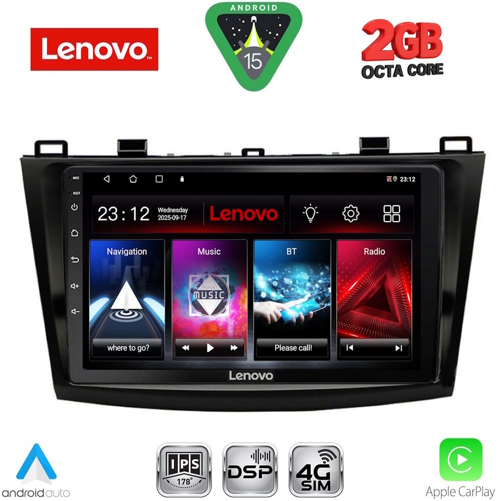 Βλησαρούλης Car Center - LENOVO LVF 5366_CPA (9inc) MULTIMEDIA TABLET for MAZDA 3 mod. 2009-2014
