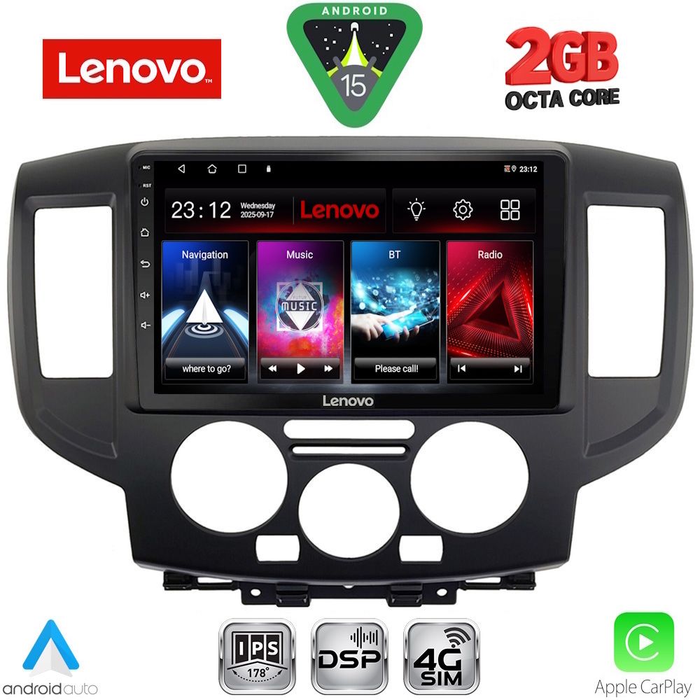 Βλησαρούλης Car Center - LENOVO LVF 5458BL_CPA (9inc) MULTIMEDIA TABLET for NISSAN NV 200 mod. 2009-2020 (BLACK)