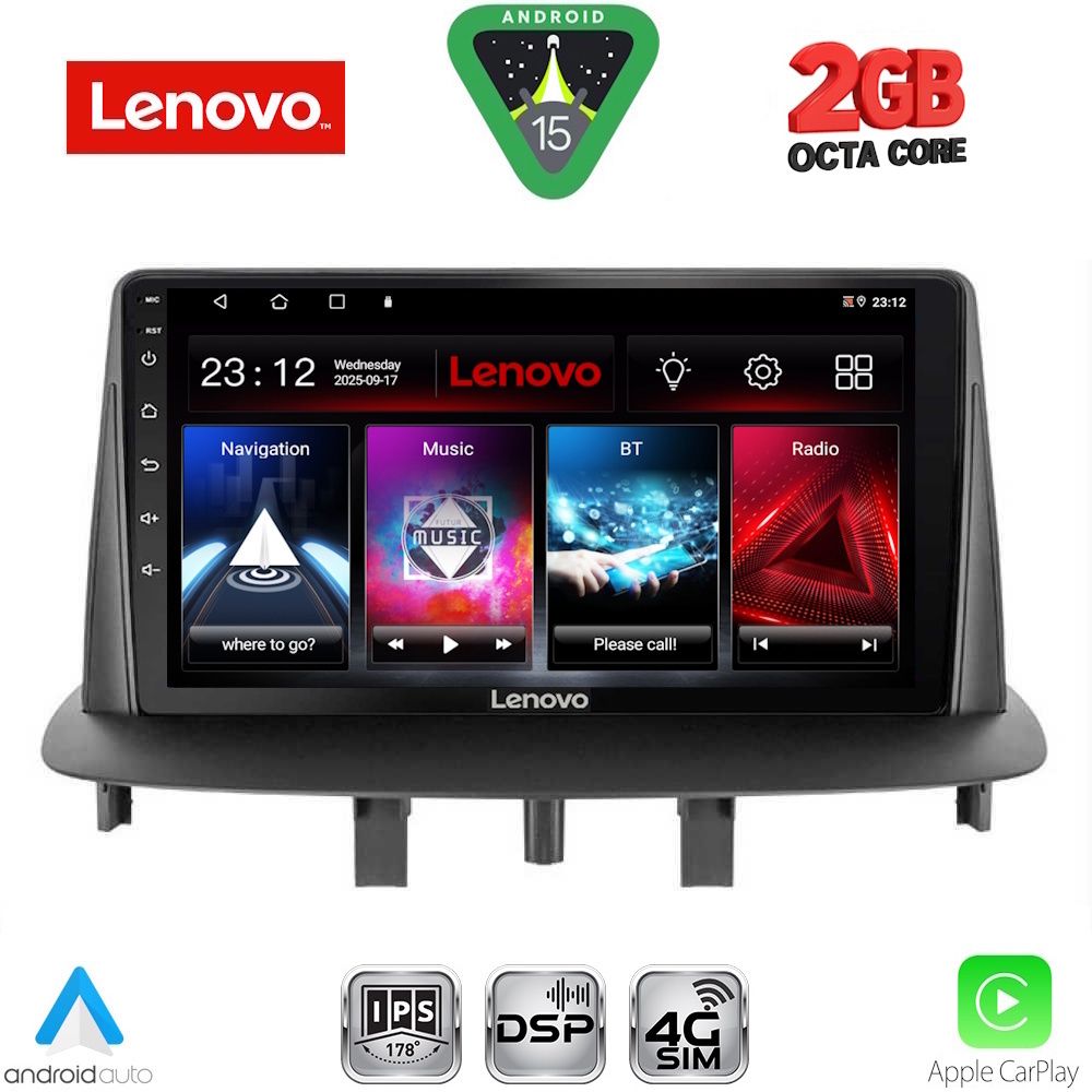 Βλησαρούλης Car Center - LENOVO LVF 5556_CPA (9inc) MULTIMEDIA TABLET for RENAULT MEGANE 3 mod. 2009-2016