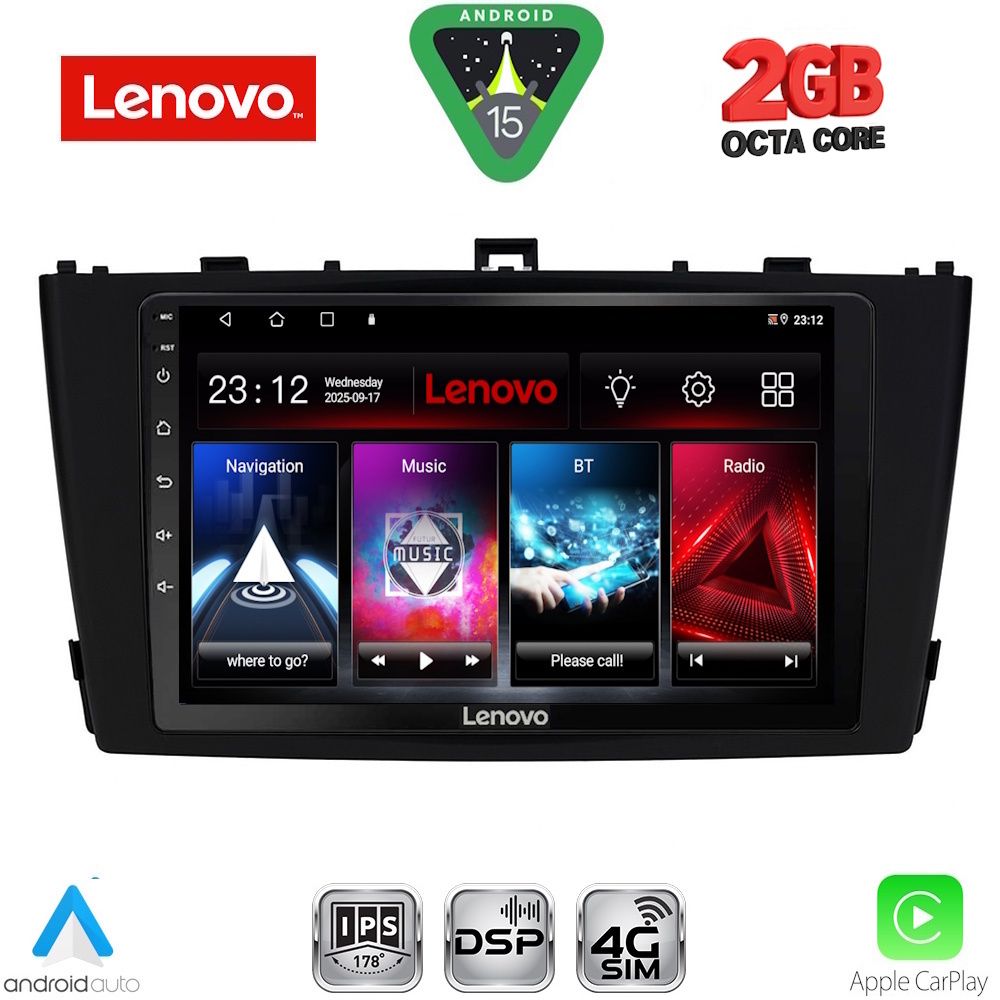 Βλησαρούλης Car Center - LENOVO LVF 5705BL_CPA (9inc) MULTIMEDIA TABLET for TOYOTA AVENSIS (T27) mod. 2009-2015 (BLACK)