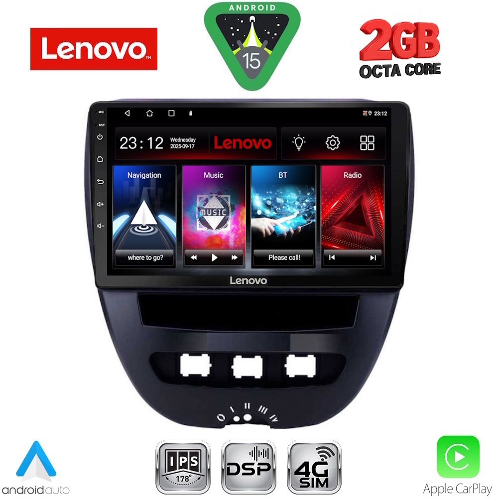 Βλησαρούλης Car Center - LENOVO LVF 5707_CPA (10inc) MULTIMEDIA TABLET for CITROEN C1-PEUGEOT 107-TOYOTA AYGO mod. 2005-2014