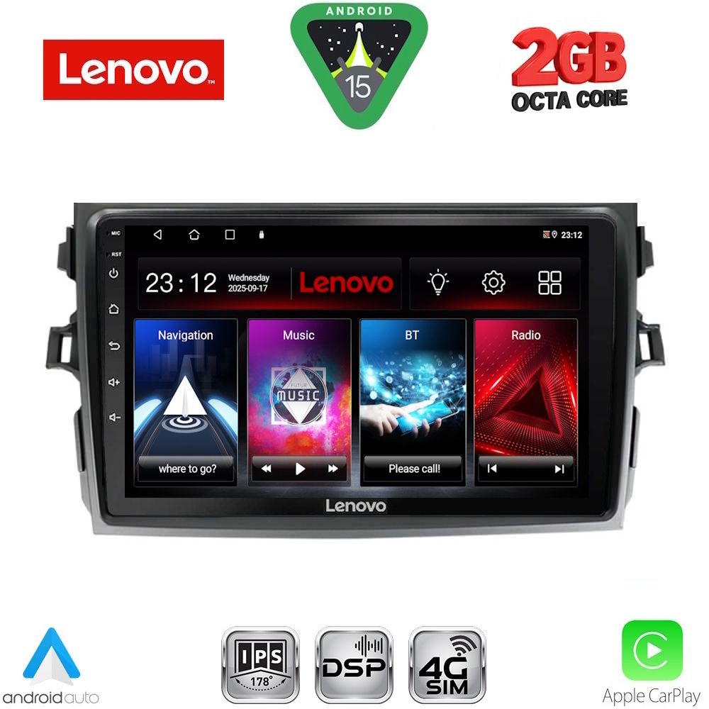 Βλησαρούλης Car Center - LENOVO LVF 5713_CPA (9inc) MULTIMEDIA TABLET for TOYOTA COROLLA 4D mod. 2006-2012