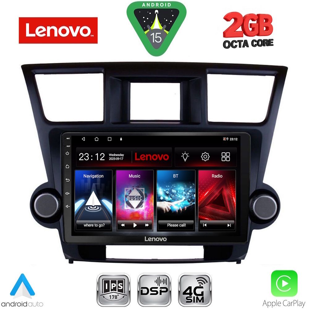 Βλησαρούλης Car Center - LENOVO LVF 5719_CPA (10inc) MULTIMEDIA TABLET for TOYOTA HIGHLANDER mod. 2008-2015