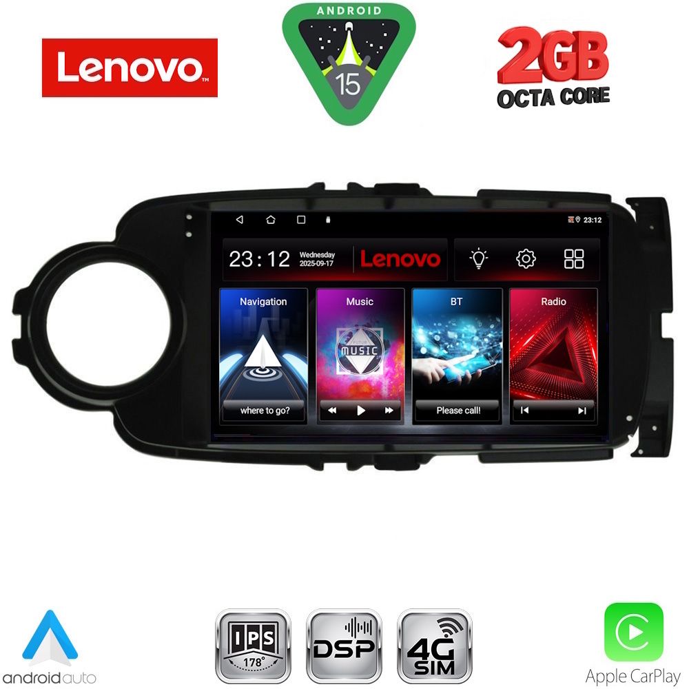 Βλησαρούλης Car Center - LENOVO LVF 5737BL_CPA (9inc) MULTIMEDIA TABLET for TOYOTA YARIS mod. 2011-2015 (BLACK)
