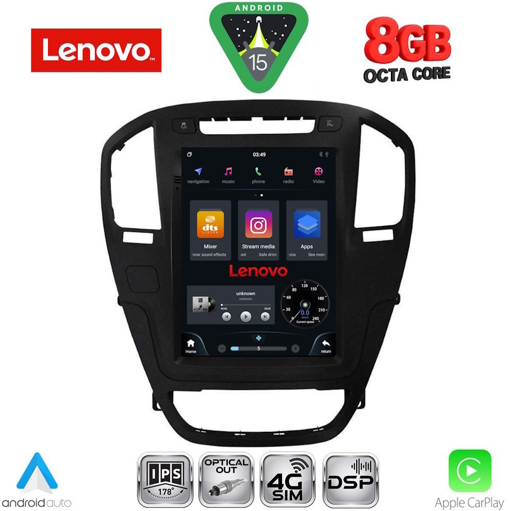 Βλησαρούλης Car Center - LENOVO SSW 10914BL_CPA TESLA STYLE for OPEL INSIGNIA mod. 2008-2013 (Black colour)