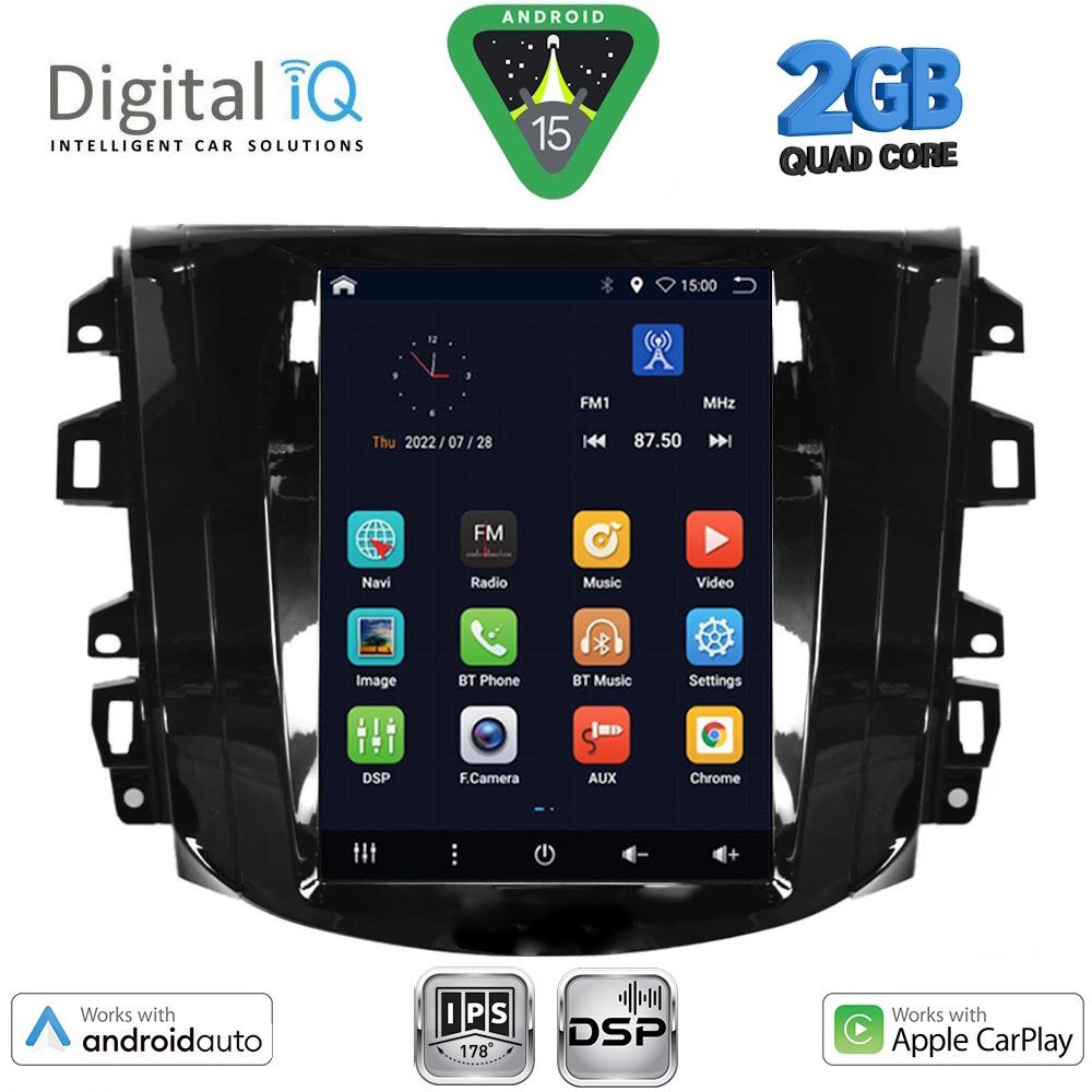 Βλησαρούλης Car Center - DIGITAL IQ BXC 3856_CPAA TESLA STYLE for NISSAN NAVARA mod. 2016-2025