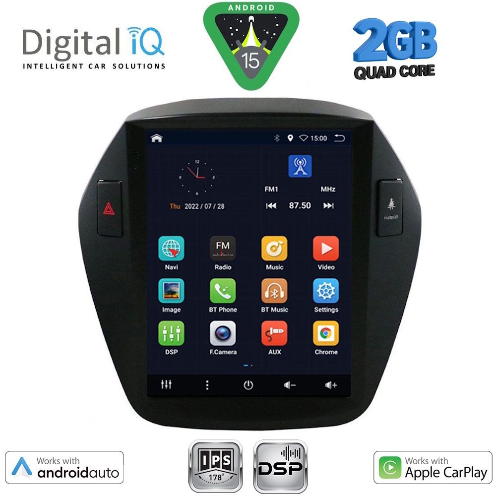 Βλησαρούλης Car Center - DIGITAL IQ BXC 3896_CPAA TESLA STYLE for HYUNDAI IX35 mod. 2010-2015