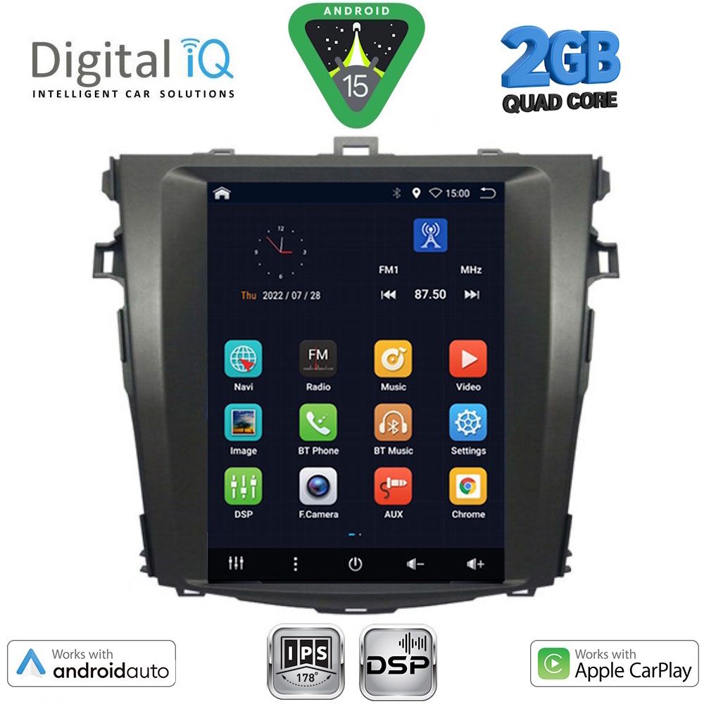 Βλησαρούλης Car Center - DIGITAL IQ BXC 3963_CPAA TESLA STYLE for TOYOTA COROLLA 4D mod. 2006-2012