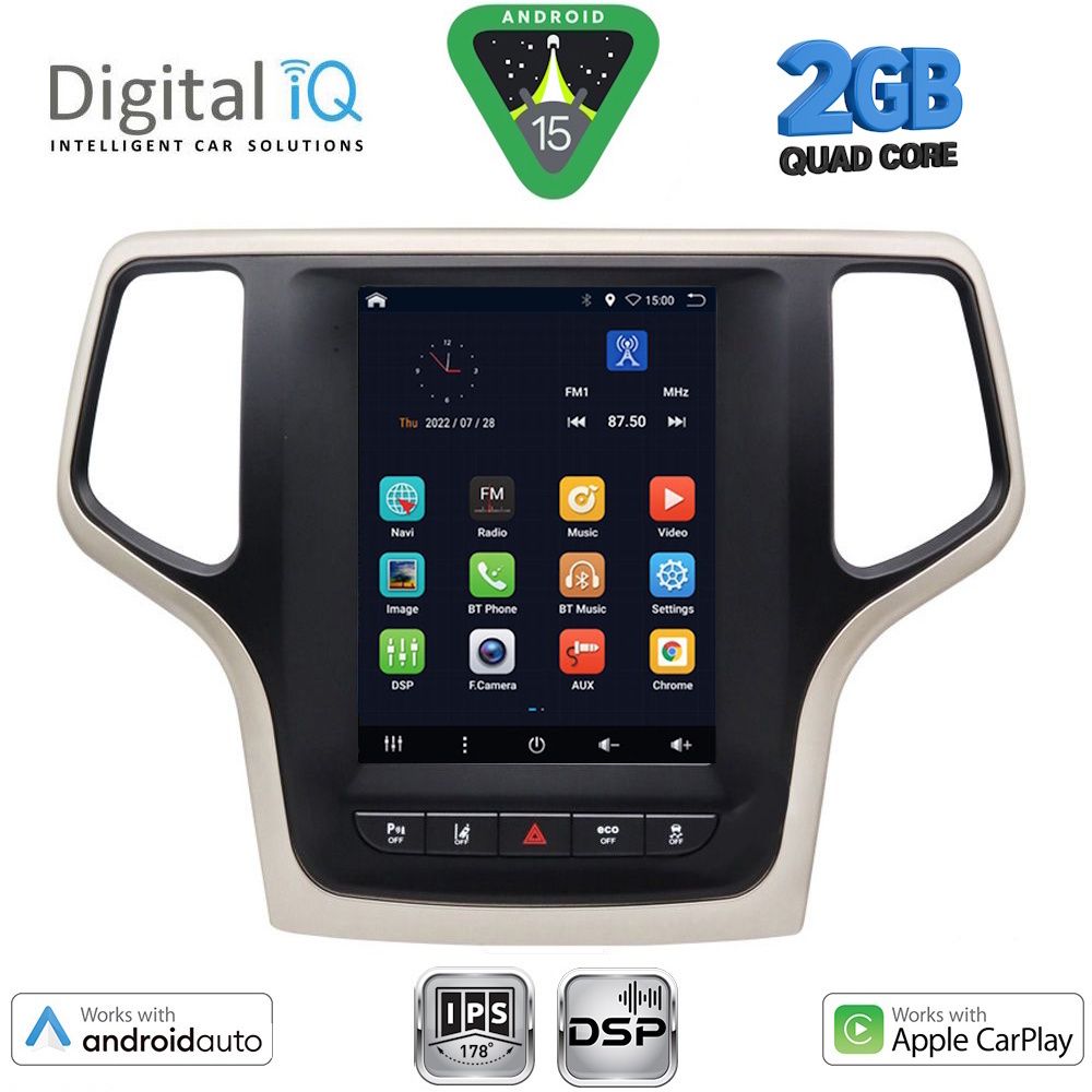Βλησαρούλης Car Center - DIGITAL IQ BXC 3983_CPAA TESLA STYLE for JEEP GRAND CHEROKEE mod. 2014-2019