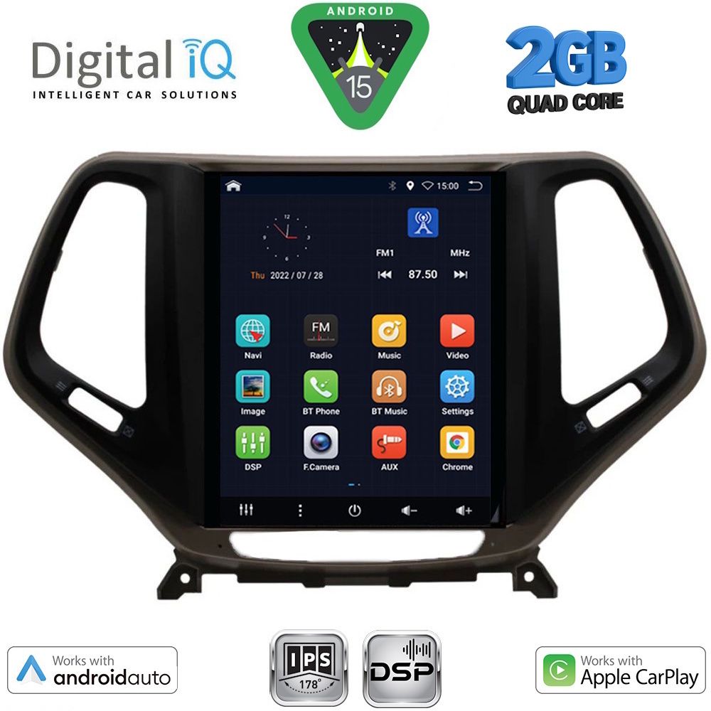 Βλησαρούλης Car Center - DIGITAL IQ BXC 3984_CPAA TESLA STYLE for JEEP CHEROKEE mod. 2014-2024