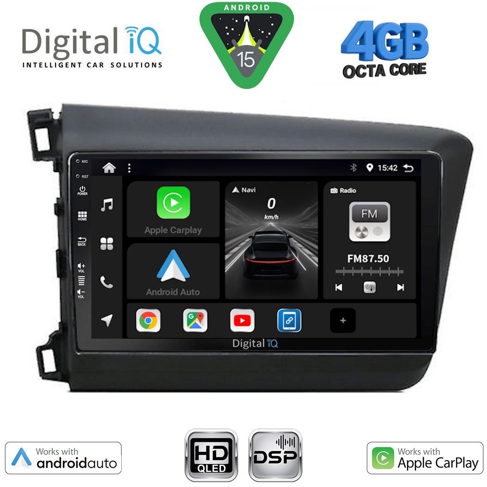 Βλησαρούλης Car Center - DIGITAL IQ BXF 61904D_CPAA (9inc) MULTIMEDIA TABLET for HONDA CIVIC 4Doors mod. 2012-2016