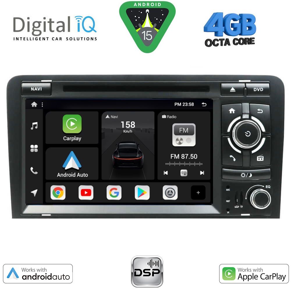 Βλησαρούλης Car Center - DIGITAL IQ BXF 649_CPAA (7" DVD) MULTIMEDIA SYSTEM for AUDI A3 mod. 2003-2012