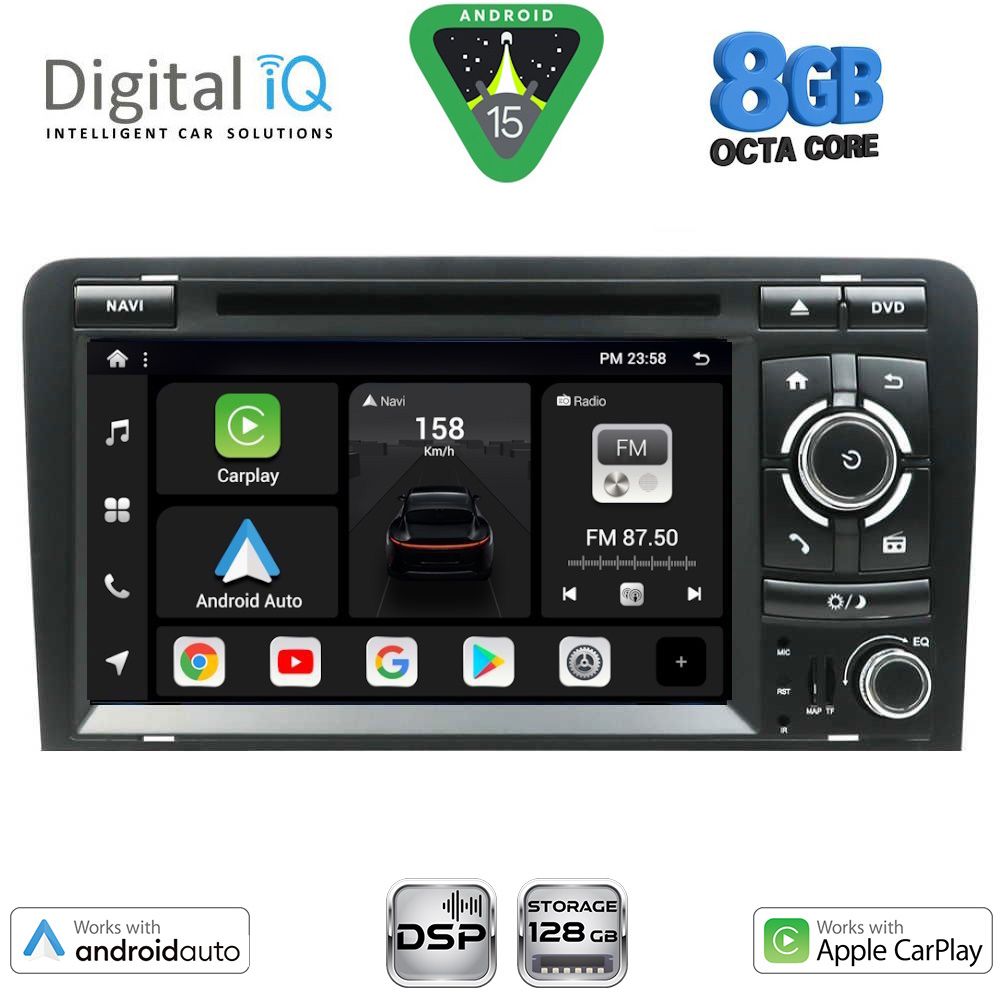 Βλησαρούλης Car Center - DIGITAL IQ BXF 749_CPAA (7'' DVD) MULTIMEDIA SYSTEM for AUDI A3 mod. 2003-2012