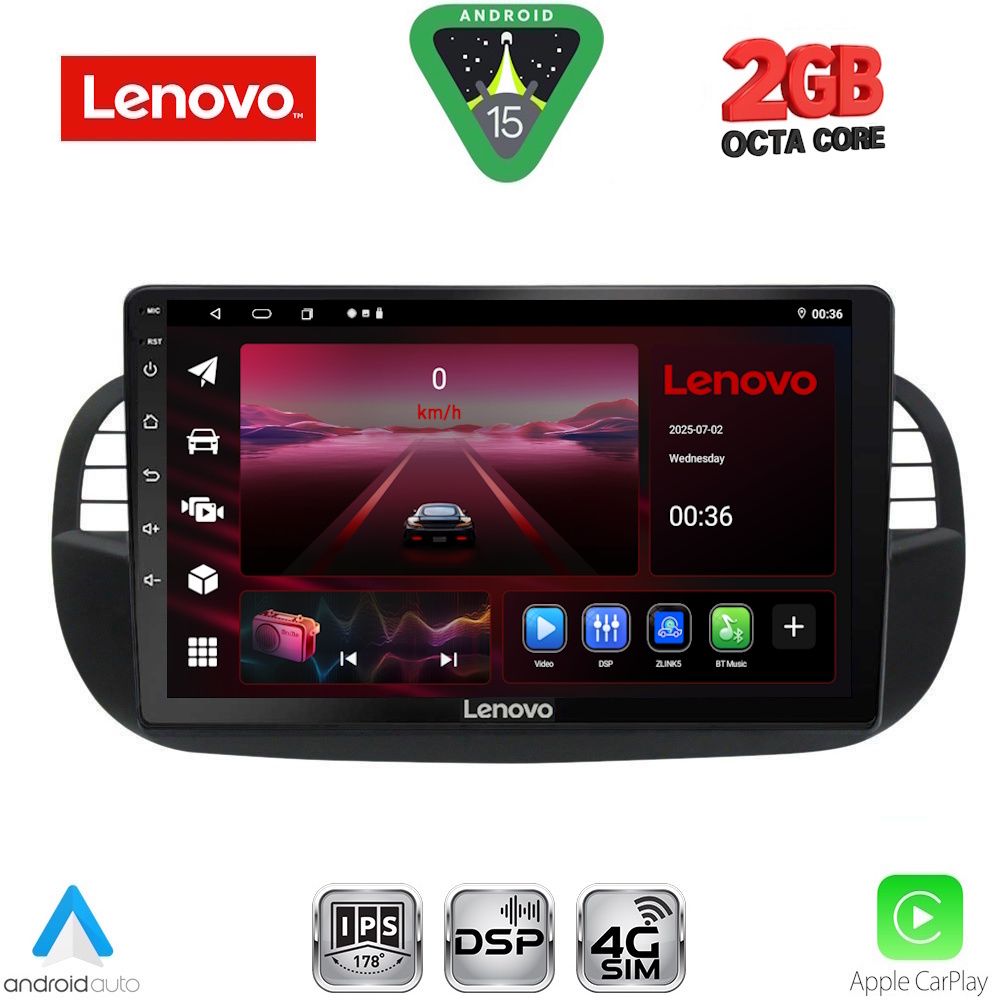 Βλησαρούλης Car Center - LENOVO LVF 5130BL_CPA (9inc) MULTIMEDIA TABLET for FIAT 500 mod. 2007-2015 (BLACK)