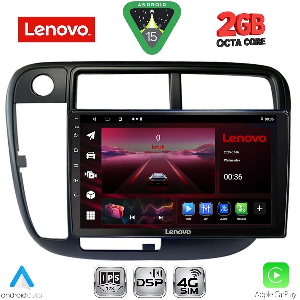 Βλησαρούλης Car Center - LENOVO LVF 5186_CPA CLIMA (9inc) MULTIMEDIA TABLET for HONDA CIVIC mod. 1995-2001