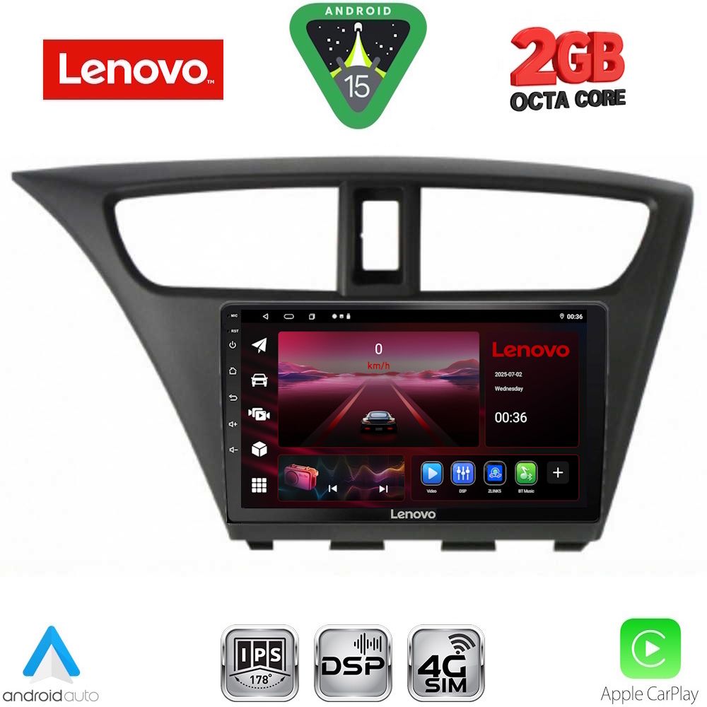 Βλησαρούλης Car Center - LENOVO LVF 5190_CPA (9inc) MULTIMEDIA TABLET for HONDA CIVIC  mod. 2012-2016