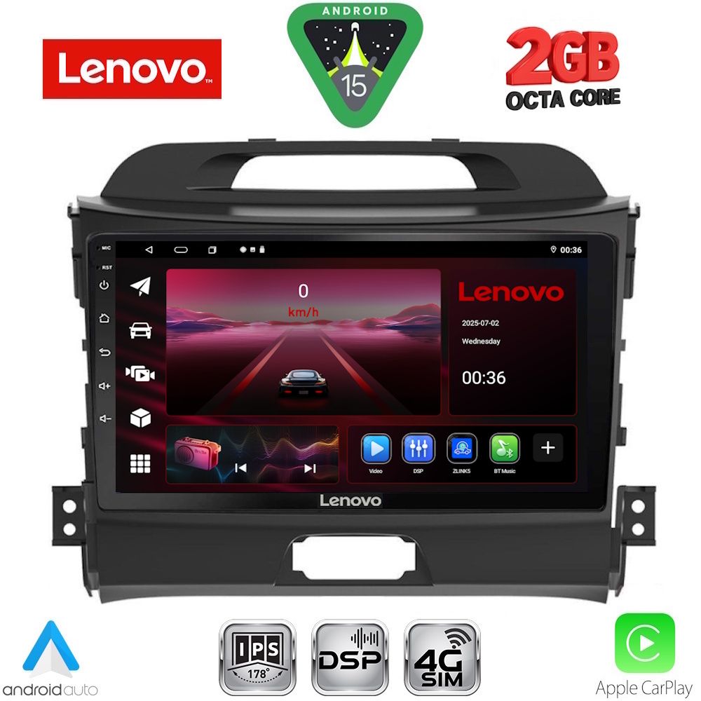 Βλησαρούλης Car Center - LENOVO LVF 5325_CPA (9inc) MULTIMEDIA TABLET for KIA SPORTAGE mod. 2010-2015