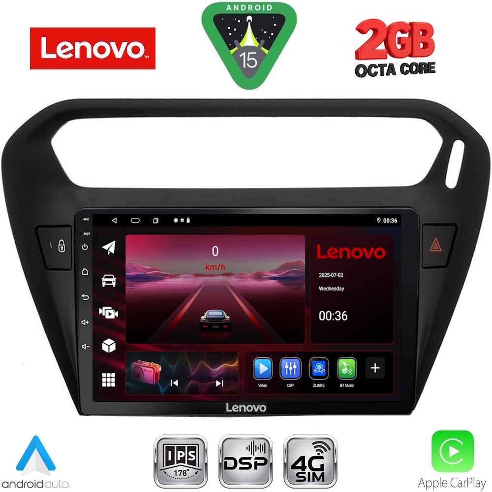 Βλησαρούλης Car Center - LENOVO LVF 5511BL_CPA (9inc) MULTIMEDIA TABLET for CITROEN ELYSEE – PEUGEOT 301 mod. 2013-2026 (BLACK)