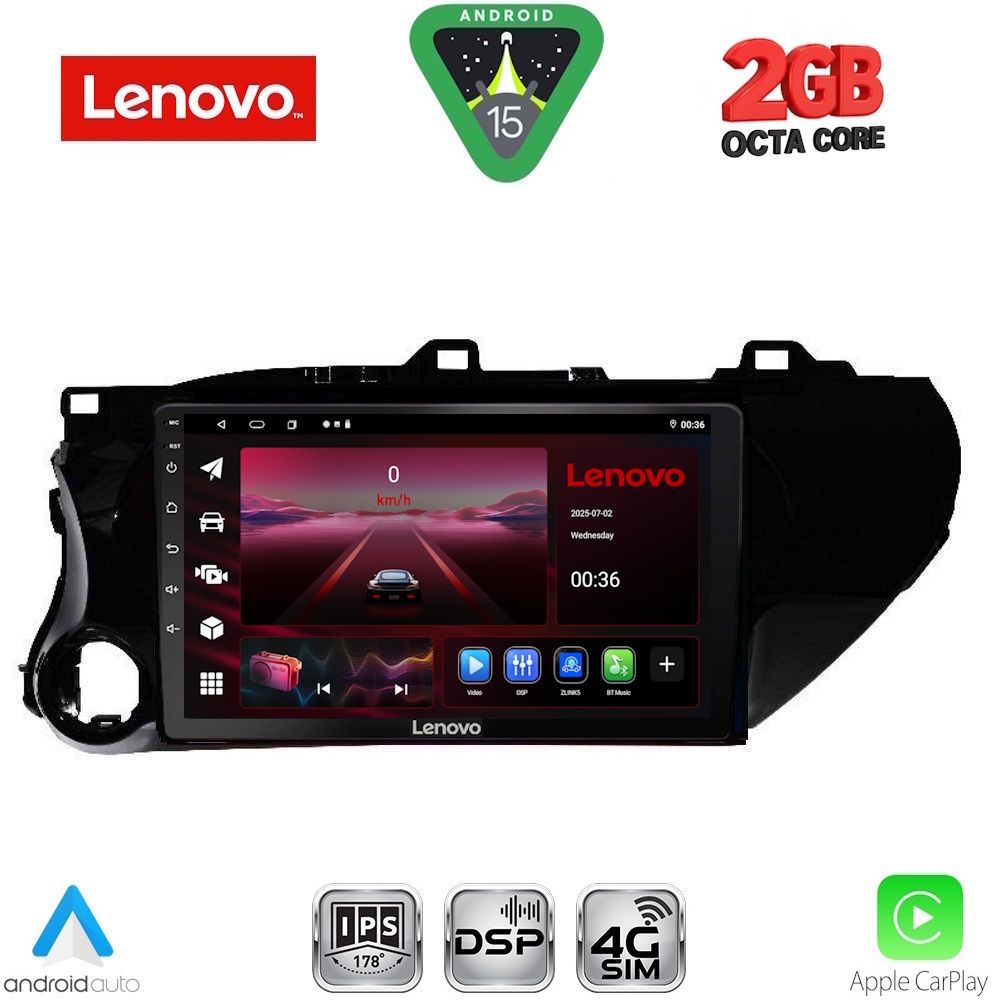 Βλησαρούλης Car Center - LENOVO LVF 5721_CPA (10inc) MULTIMEDIA TABLET for TOYOTA HILUX mod. 2017-2026