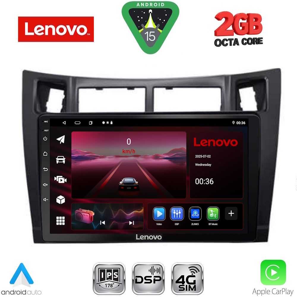 Βλησαρούλης Car Center - LENOVO LVF 5736BL_CPA (9inc) MULTIMEDIA TABLET for TOYOTA YARIS mod. 2006-2011 (BLACK)