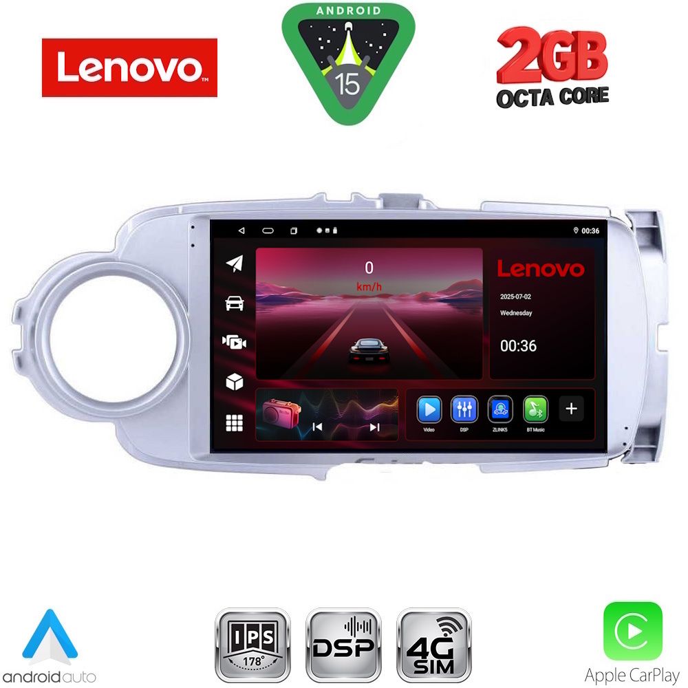 Βλησαρούλης Car Center - LENOVO LVF 5737SL_CPA (9inc) MULTIMEDIA TABLET for TOYOTA YARIS mod. 2011-2015 (SILVER)