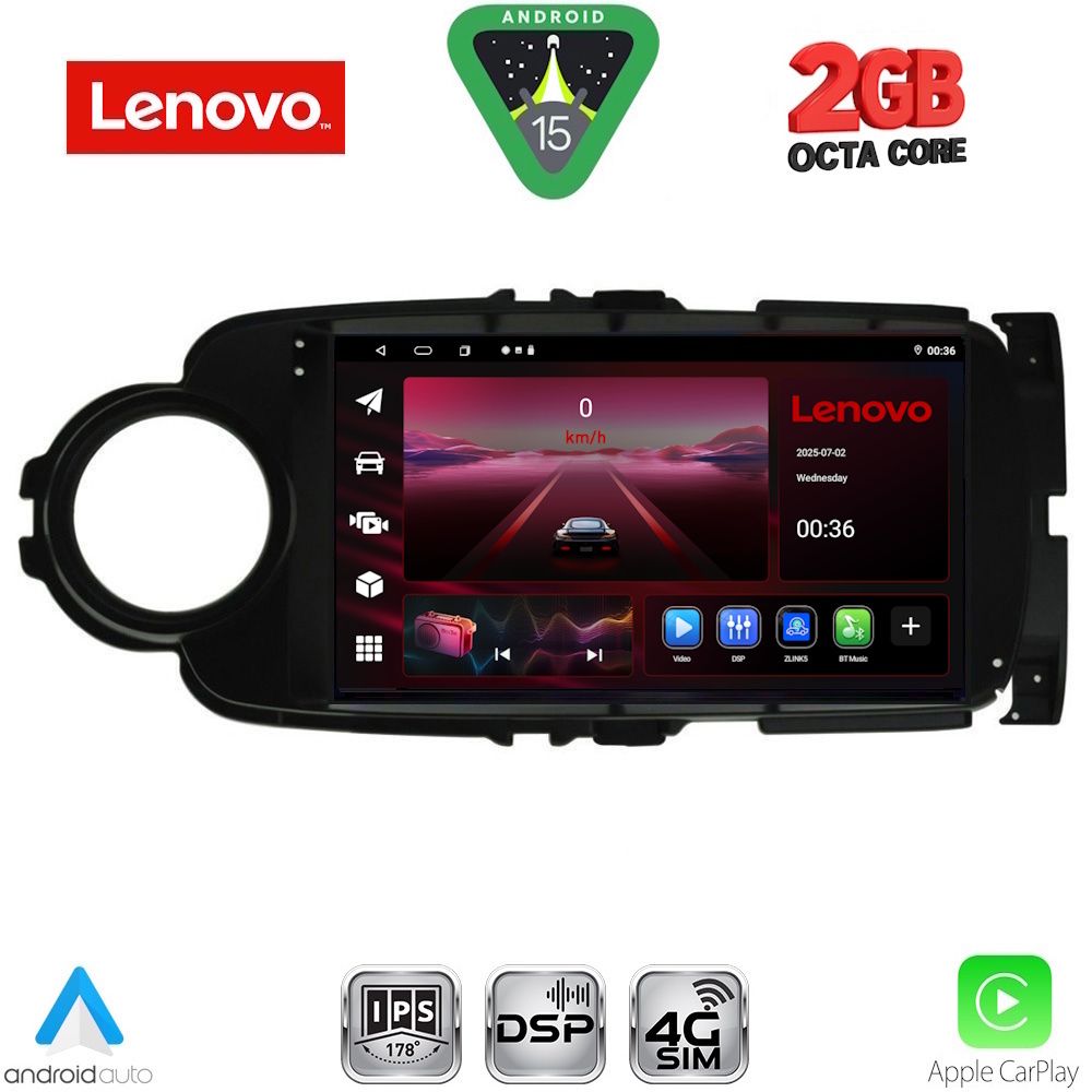 Βλησαρούλης Car Center - LENOVO LVF 5737BL_CPA (9inc) MULTIMEDIA TABLET for TOYOTA YARIS mod. 2011-2015 (BLACK)