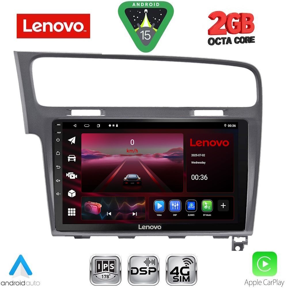 Βλησαρούλης Car Center - LENOVO LVF 5747GR_CPA (10inc) MULTIMEDIA TABLET for VW GOLF 7 mod. 2013-2020 (GRAY)