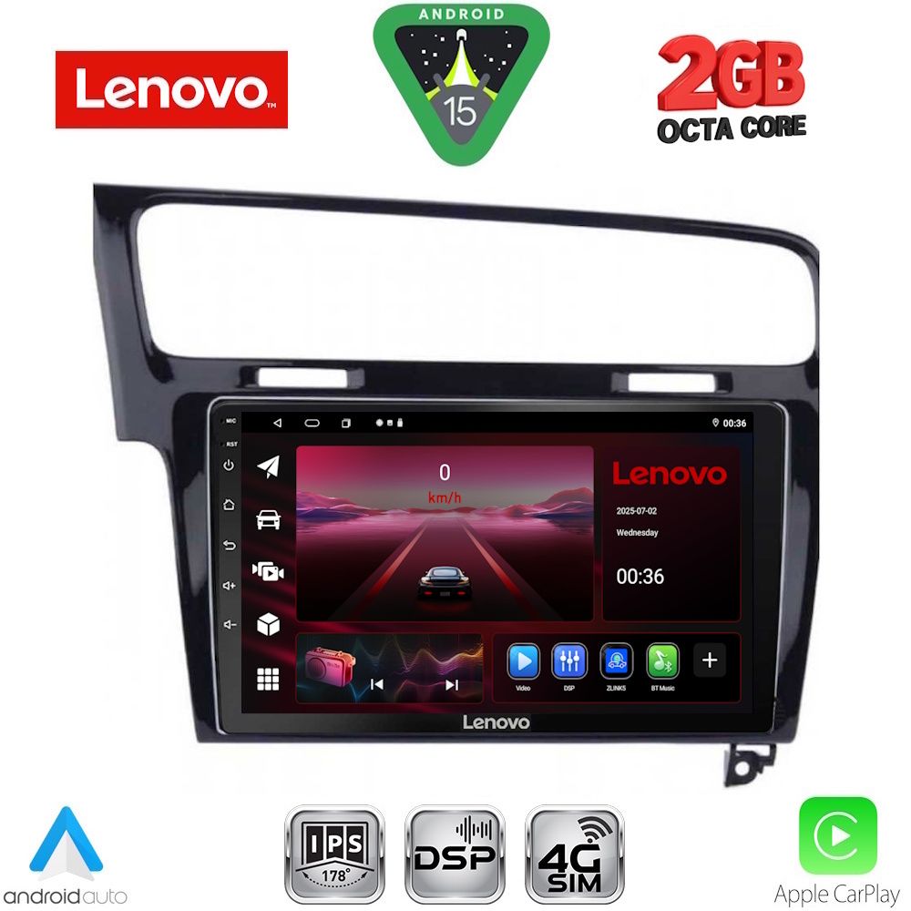Βλησαρούλης Car Center - LENOVO LVF 5747BL_CPA (10inc) MULTIMEDIA TABLET for VW GOLF 7 mod. 2013-2020 (SHINY BLACK)
