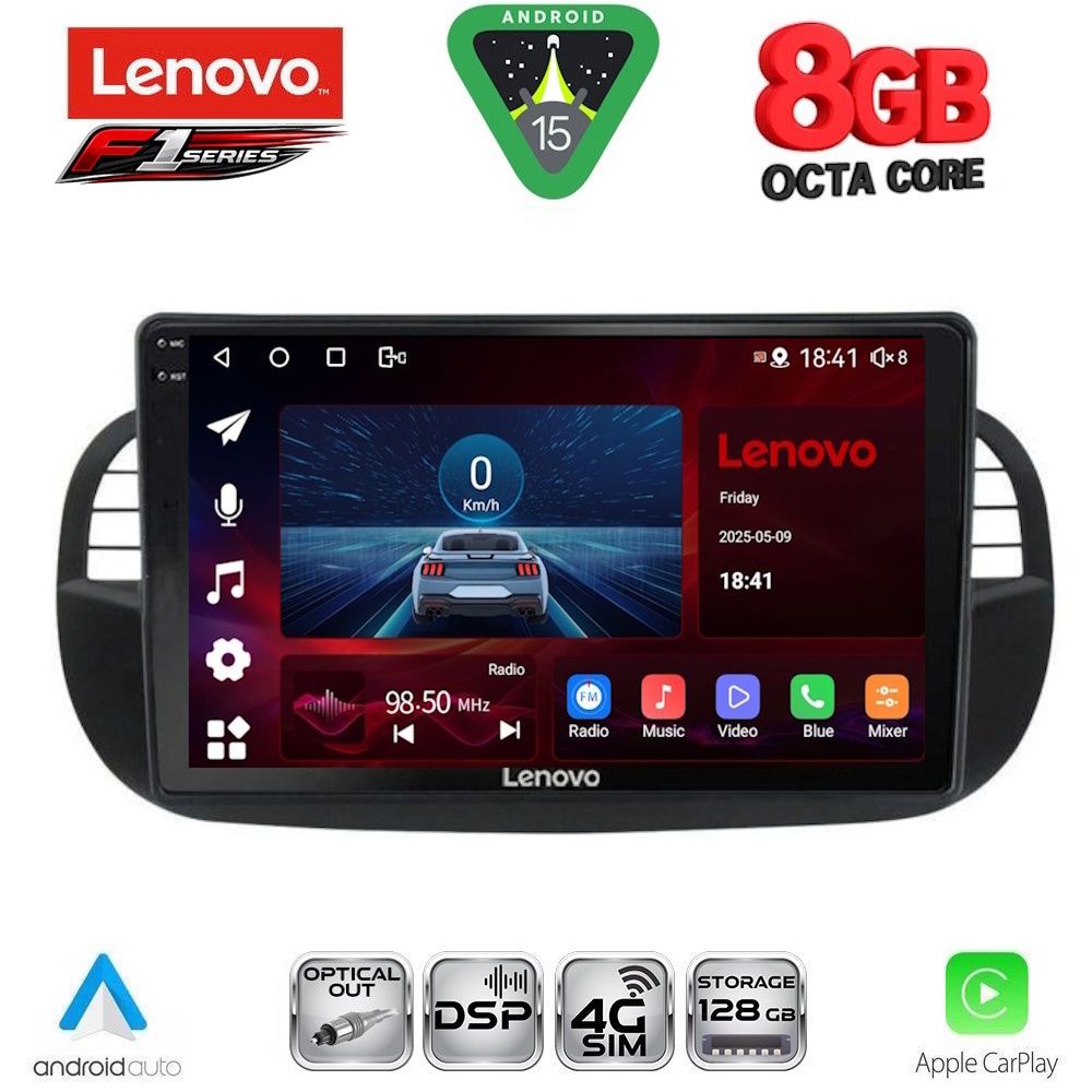 Βλησαρούλης Car Center - LENOVO SSR 10130BL_CPA (9inc) MULTIMEDIA TABLET for FIAT 500 mod. 2007-2015 (BLACK)