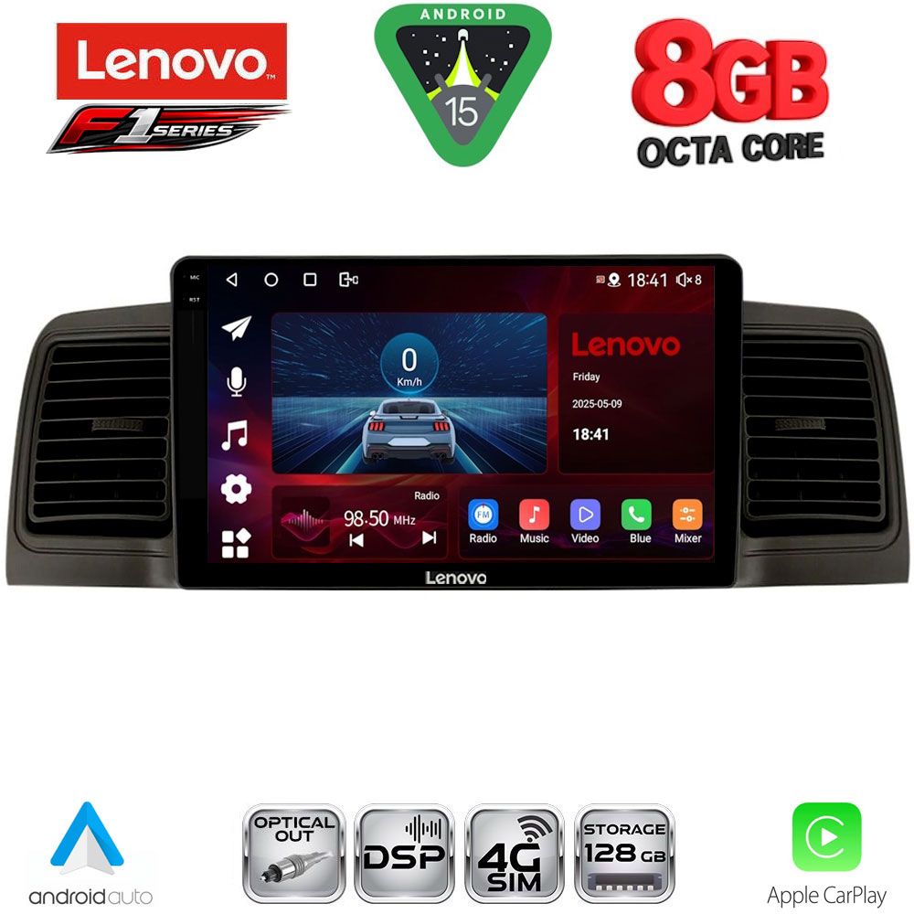 Βλησαρούλης Car Center - LENOVO SSR 10712BL_CPA (9inc) MULTIMEDIA TABLET for TOYOTA COROLLA mod. 2001-2006 (BLACK)
