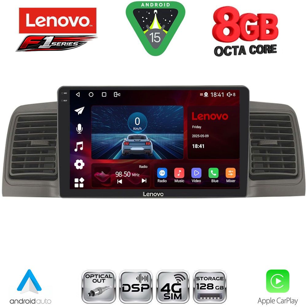 Βλησαρούλης Car Center - LENOVO SSR 10712GR_CPA (9inc) MULTIMEDIA TABLET for TOYOTA COROLLA mod. 2001-2006 (GREY)
