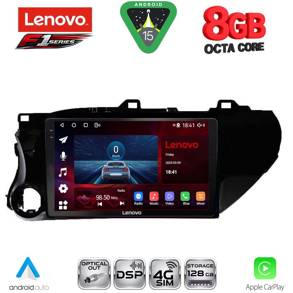 Βλησαρούλης Car Center - LENOVO SSR 10721_CPA (10inc) MULTIMEDIA TABLET for TOYOTA HILUX mod. 2017-2026