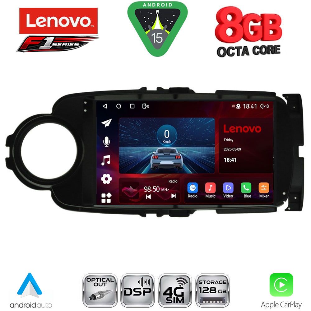 Βλησαρούλης Car Center - LENOVO SSR 10737BL_CPA (9inc) MULTIMEDIA TABLET for TOYOTA YARIS mod. 2011-2015 (BLACK)