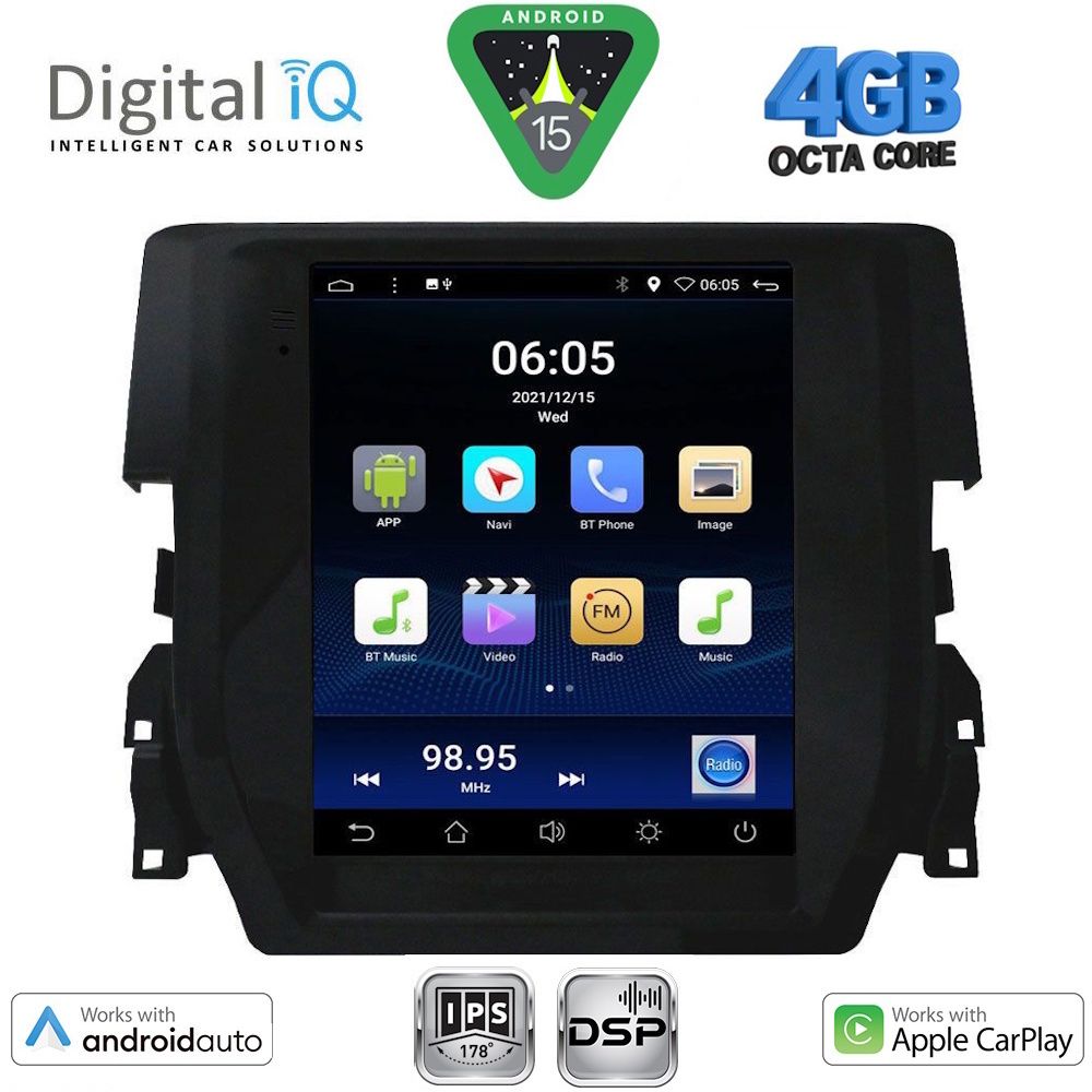 Βλησαρούλης Car Center - DIGITAL IQ BXF 6975_CPAA TESLA STYLE for HONDA CIVIC mod. 2016-2021