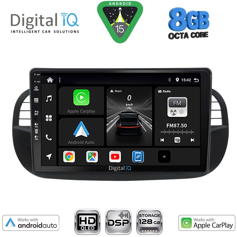 Βλησαρούλης Car Center - DIGITAL IQ BXF 7130BL_CPAA (9inc) MULTIMEDIA TABLET for FIAT 500 mod. 2007-2015 (BLACK)