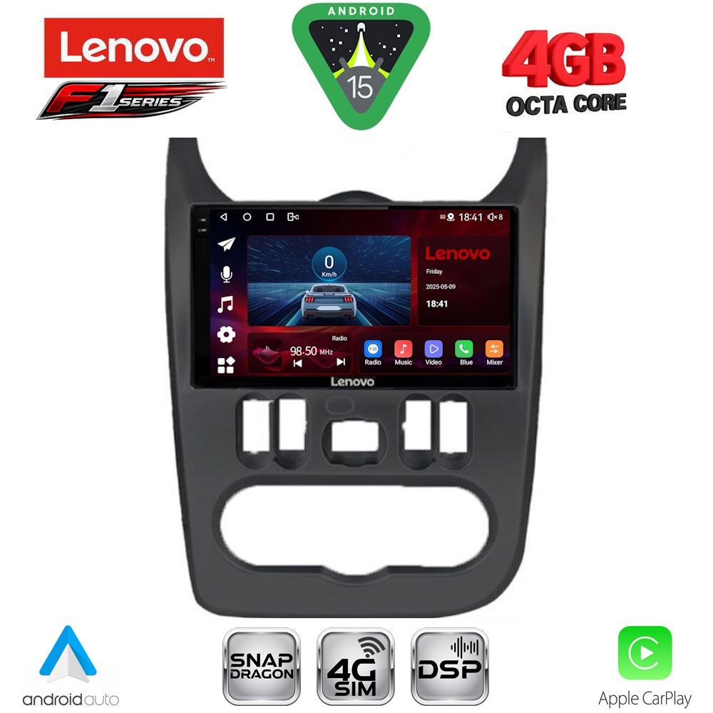 Βλησαρούλης Car Center - LENOVO SSQ 9101BL_CPA (9inc) MULTIMEDIA TABLET for DACIA DUSTER – LOGAN – SANDERO mod. 2006-2012 (BLACK)