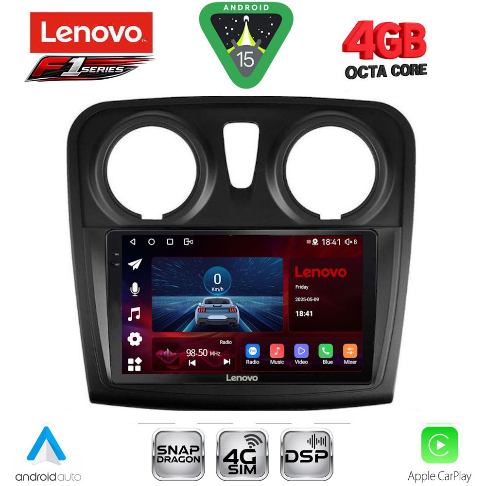 Βλησαρούλης Car Center - LENOVO SSQ 9108_CPA (9inc) MULTIMEDIA TABLET for DACIA LOGAN – SANDERO mod. 2012-2019