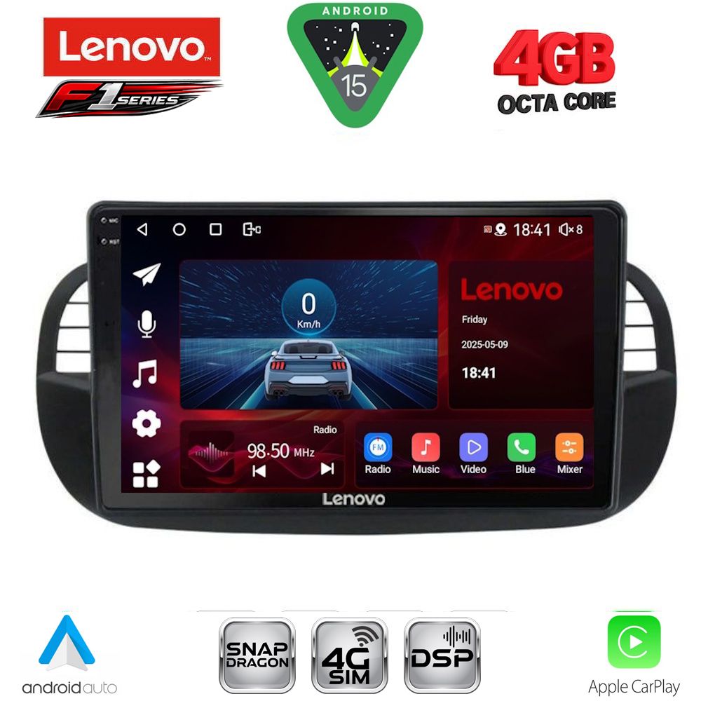 Βλησαρούλης Car Center - LENOVO SSQ 9130BL_CPA (9inc) MULTIMEDIA TABLET for FIAT 500 mod. 2007-2015 (BLACK)