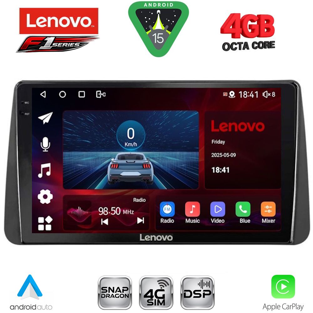 Βλησαρούλης Car Center - LENOVO SSQ 9149_CPA DASH (9inc) MULTIMEDIA TABLET for FIAT TIPO mod. 2018-2023