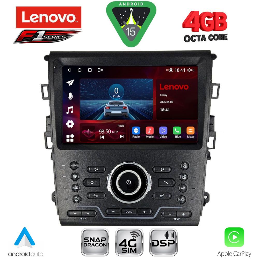 Βλησαρούλης Car Center - LENOVO SSQ 9164_CPA CLIMA (9inc) MULTIMEDIA TABLET for FORD MONDEO mod. 2014-2023