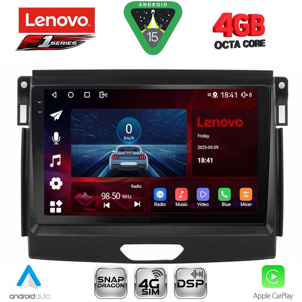 Βλησαρούλης Car Center - LENOVO SSQ 9172_CPA (9inc) MULTIMEDIA TABLET for FORD RANGER mod. 2015-2018