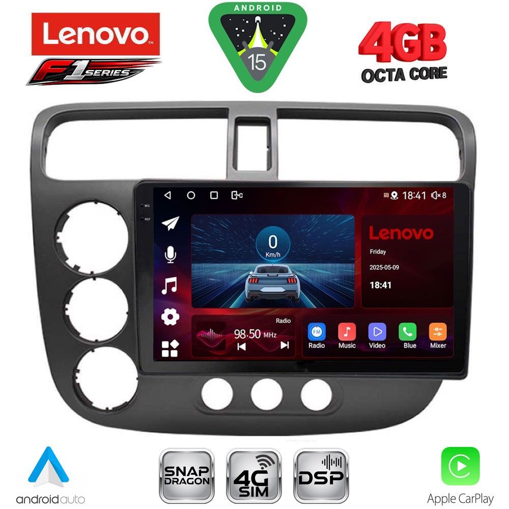 Βλησαρούλης Car Center - LENOVO SSQ 9187_CPA (9inc) MULTIMEDIA TABLET for HONDA CIVIC 4D mod. 2001-2006